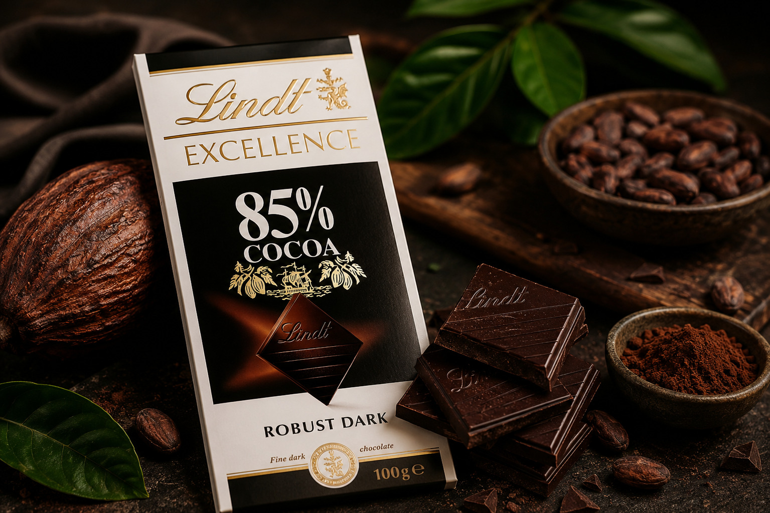 Zdravá hořká čokoláda s vysokým obsahem kakaa a antioxidantů pro zdravý životní styl